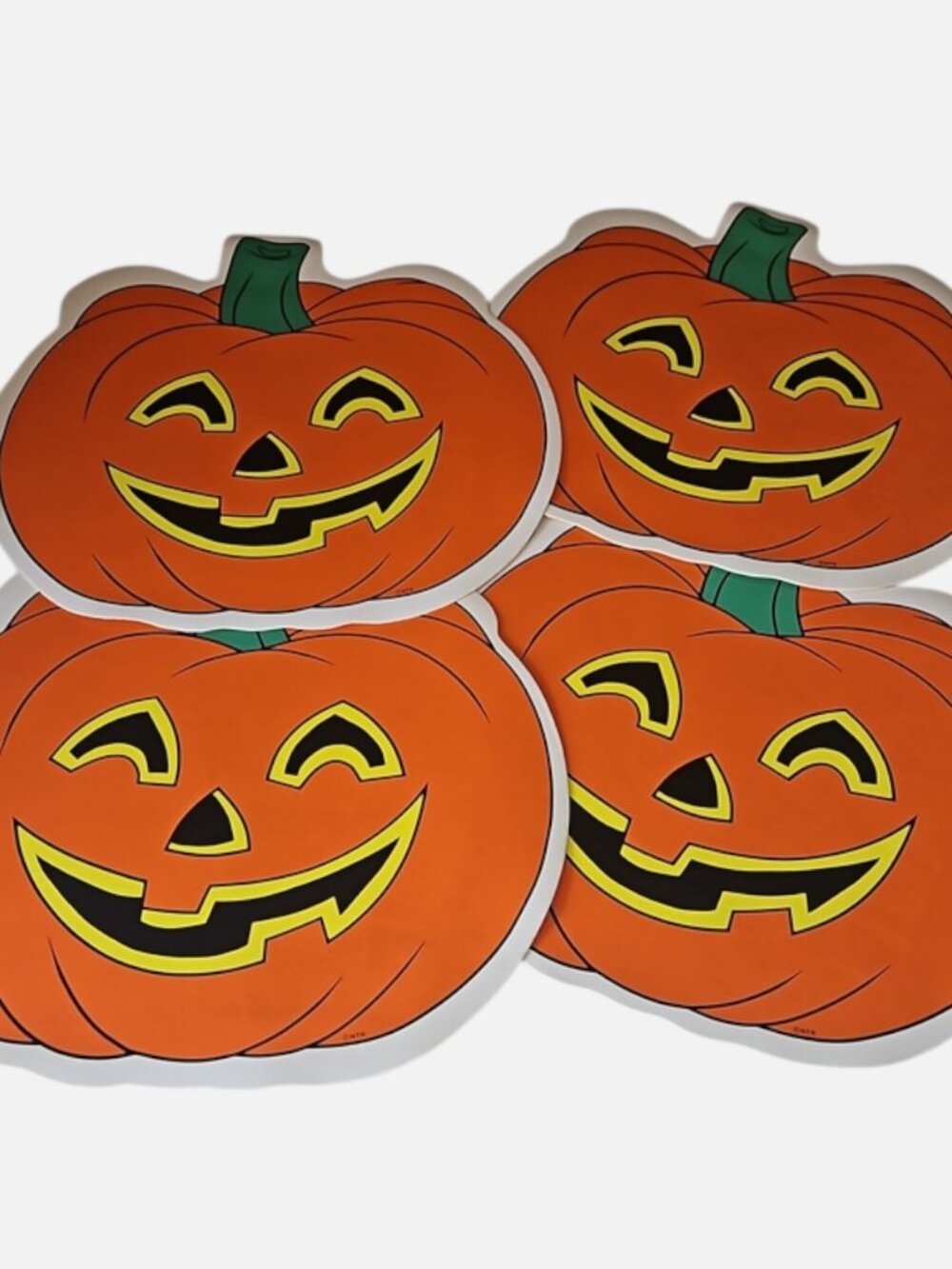 Vintage 1990s Halloween Set of 4 Pumpkin-Shaped Vinyl Padded Placemats T13